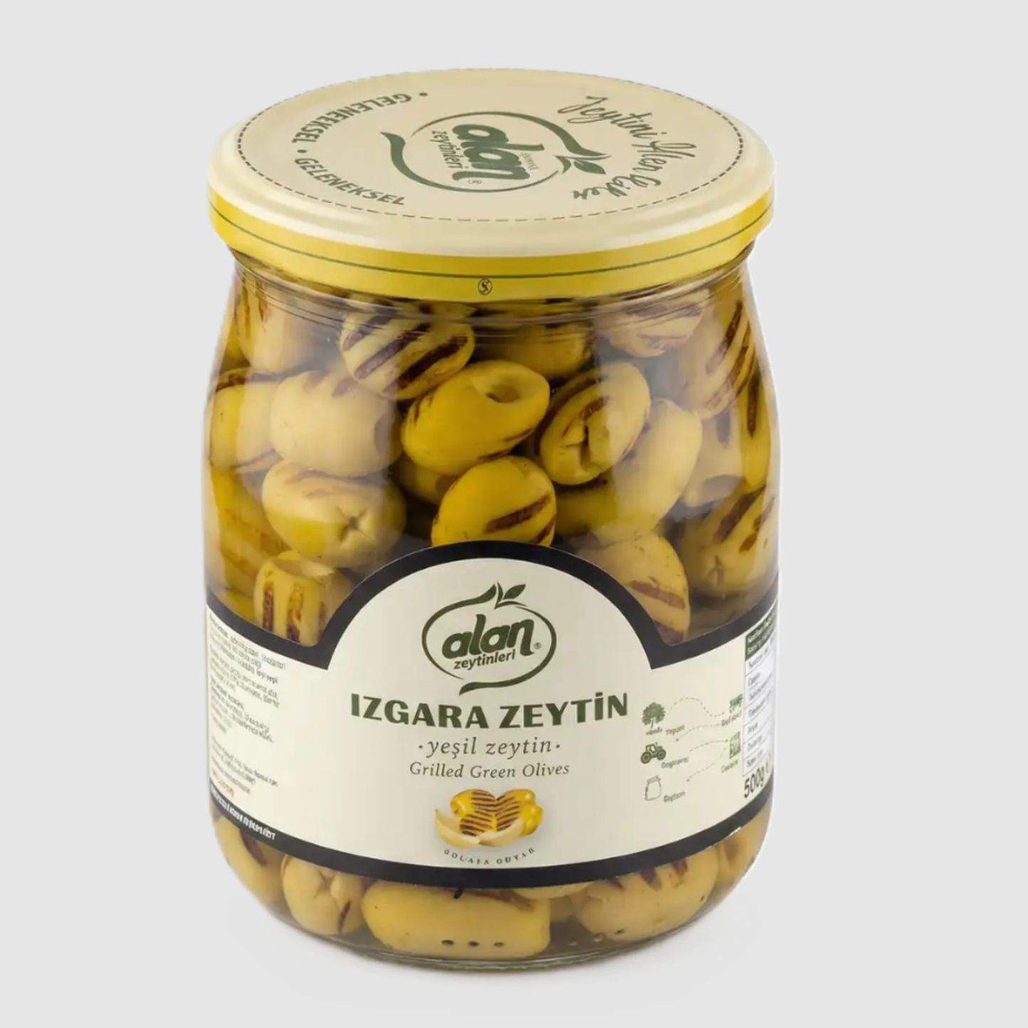 Alan Izgara Yeşil Zeytin 900gr | Çekirdeksiz Baharatlı Közlenmiş Zeytin — Naturlina Organics